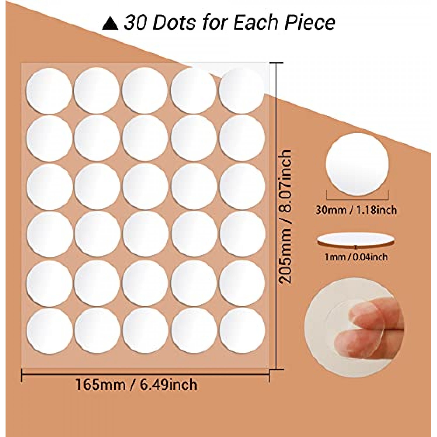 Clear Sticky Dots, Surard 150 Large Double Sided Round Adhesive