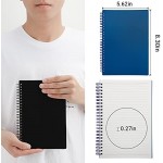 Surard Spiral Lined Notebook, A5 2 Pack 5.5x8.3” Plastic Flexible Cover Wide Ruled Travel Journal Memo Writing Note Taking Notepad with 100GSM Paper for School, Business, Office-Black &Glazed Blue