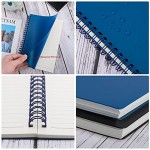 Surard Spiral Lined Notebook, A5 2 Pack 5.5x8.3” Plastic Flexible Cover Wide Ruled Travel Journal Memo Writing Note Taking Notepad with 100GSM Paper for School, Business, Office-Black &Glazed Blue