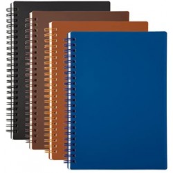 Surard Spiral Notebook Dot Grid, 4 Set A5 5.5x8.3” Plastic Flexible Cover 100GSM Thick Paper Journal Writing Planner Notepad 60 Sheet 120 Pages for School, Office, Business Supplies-4 Colors