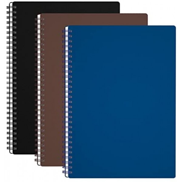 Surard Spiral Notebook Flexible Cover Blank, 3 Pack B5 10.2x7.3” Unlined Journal Wirebound Memo Sketchbook Notepad 100GSM Thick Paper 60 Sheet 120 Pages for Art, School, Office, Business, Home-3 Colors