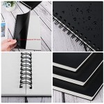 Surard Spiral Notebook Flexible Cover Blank, 3 Pack B5 10.2x7.3” Wirebound Memo Sketch Book Notepad Planner with 100GSM Unlined 60 Sheet 120 Pages for Art, School, Office, Business, Home-Black
