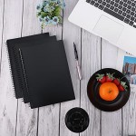 Surard Spiral Notebook Flexible Cover Blank, 3 Pack B5 10.2x7.3” Wirebound Memo Sketch Book Notepad Planner with 100GSM Unlined 60 Sheet 120 Pages for Art, School, Office, Business, Home-Black