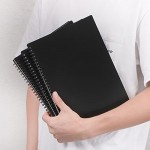 Surard Spiral Notebook Flexible Cover Blank, 3 Pack B5 10.2x7.3” Wirebound Memo Sketch Book Notepad Planner with 100GSM Unlined 60 Sheet 120 Pages for Art, School, Office, Business, Home-Black