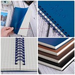 Surard Spiral Notebook Graph , 4 Set A5 5.5x8.3” Plastic Flexible Cover Journal with 100GSM Thick Paper 60 Sheets 120 Pages Writing Planner Notepad for School, Office, Business Supplies-4 Colors