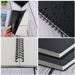 Surard Spiral Notebook Graph Paper, 2 Set A5 5.5x8.3” Plastic Flexible Cover Journal with 100GSM Thick Sheets Writing Planner Notepad for School, Office, Business Supplies-Black