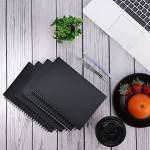 Surard Spiral Notebook Ruled, 4 Pack A5 5.5x8.3” Lined Plastic Flexible Cover Journal Memo Notepad with 100GSM Thick Paper 60 Sheet 120 Pages for Business, Schools, Offices, Students-Black