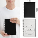 Surard Spiral Notebook Ruled, A5 5.5x8.3” Set of 2 Lined Writing Journal Memo Notepad with 100GSM Thick Paper, Waterproof Plastic Flexible Cover for Business, Schools, Offices, Students-Black