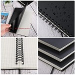 Surard Spiral Wirebound Notebook Graph , 3 Set B5 10.2x7.3” Plastic Flexible Cover Journal with 100GSM Thick Paper 60 Sheets 120 Pages Writing Planner Notepad for School, Office, Business Supplies-Black