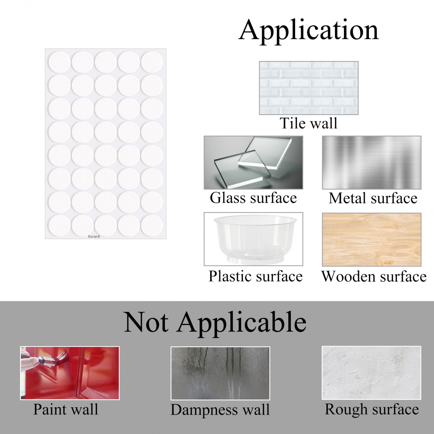 Clear Round Reusable Mounting Stickers Transparent Tacky Glue Tape for Wall Hanging Pictures 300 Pcs 6mm/0.24” Adhesive Dots Surard Poster Putty Double Sided Removable Sticky Tack 